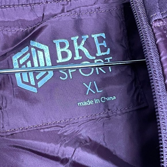 BKE Sport Woman's Shiny Metallic Plum Zip Up Hooded Jacket Size XL - Picture 4 of 7